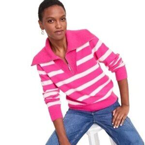 ON 34TH Women's Quarter-Zip Sailor Collar Sweater - Fuschia Combo